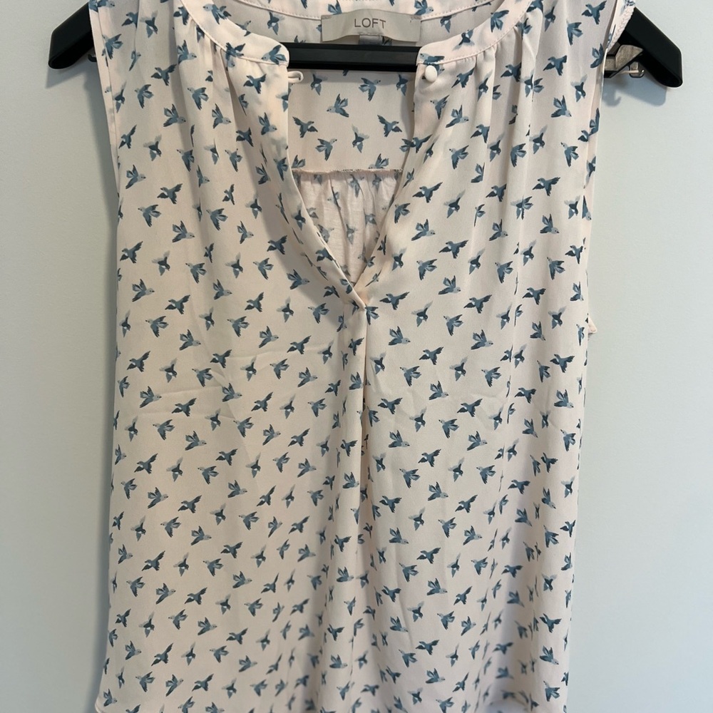 LOFT Sleeveless Top with Bird Print